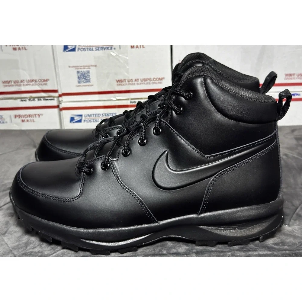 Size 11.5 - Nike Manoa Leather Boots Triple Black 454350 003